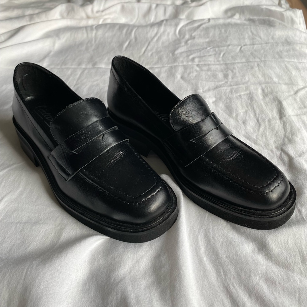 Classic Black Leather Loafers for Women